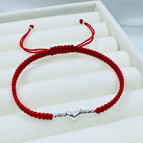 Pulseras Hilo Macramé Rojo Protección Corazón