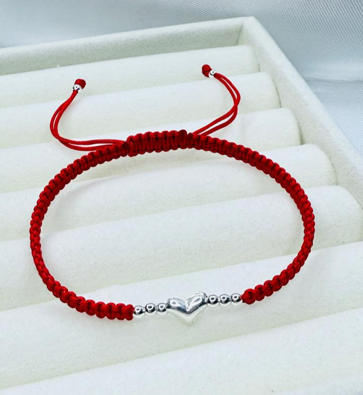 Pulseras Hilo Macramé Rojo Protección Corazón